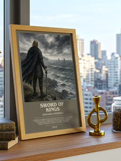 Sword of Kings Bookish Wall Art by Bernard Cornwell – framed print on a city-view windowsill