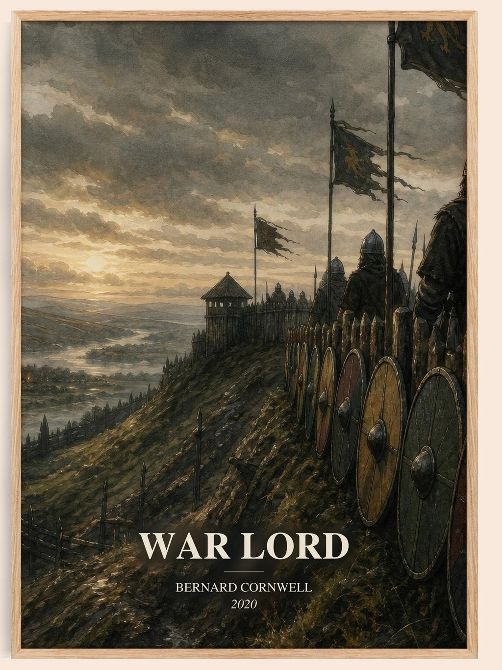 War Lord watercolour book poster by Bernard Cornwell – framed literary art print