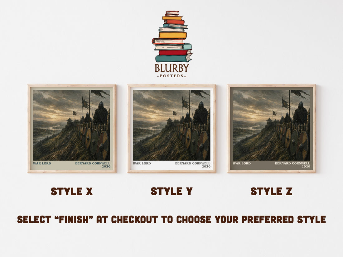 War Lord Literary Art Print by Bernard Cornwell – Style X, Y and Z square prints side by side – choose your finish