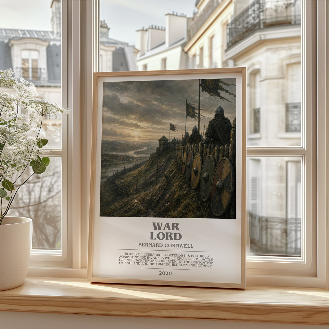 War Lord Bookish Wall Art by Bernard Cornwell – framed print by a bright window