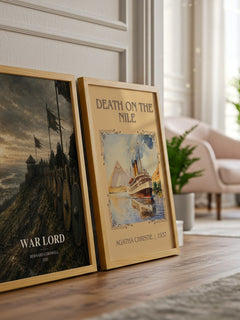 War Lord watercolour print framed by window – literary home decor
