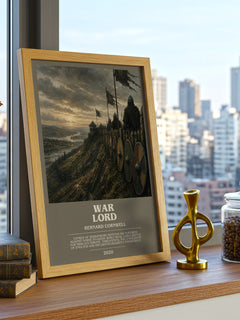 War Lord Bookish Wall Art by Bernard Cornwell – framed print on a city-view windowsill
