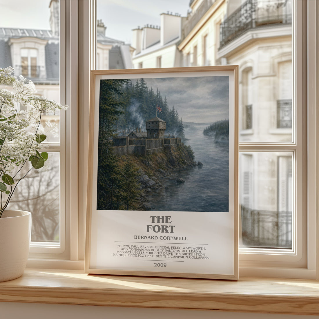 The Fort Bookish Wall Art by Bernard Cornwell – framed print by a bright window