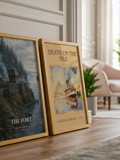 The Fort watercolour print framed by window – literary home decor