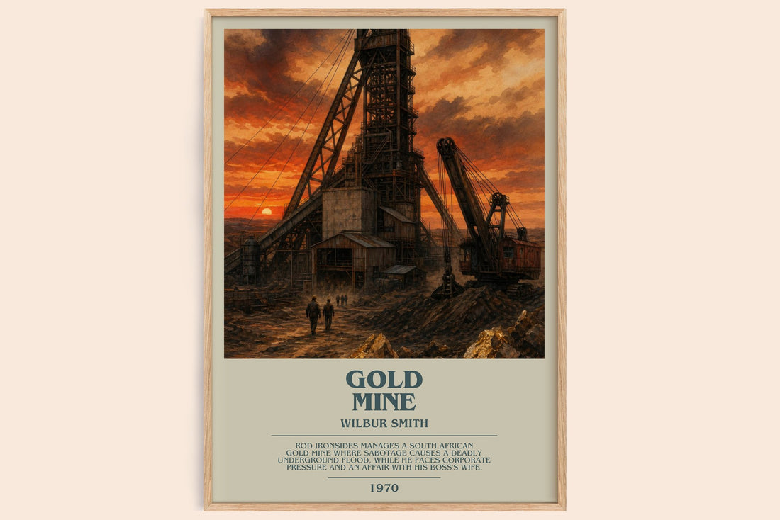 Gold Mine bookish book poster by Wilbur Smith – framed literary art print