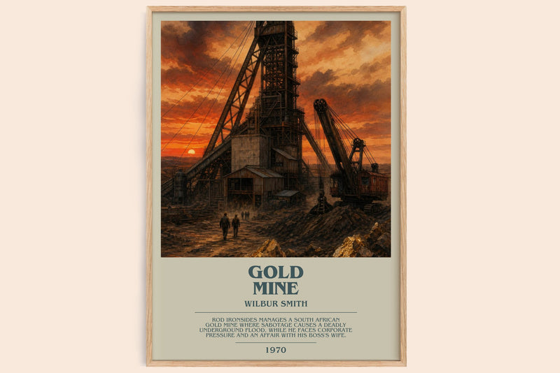 Gold Mine bookish book poster by Wilbur Smith – framed literary art print