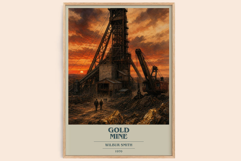 Gold Mine book cover book poster by Wilbur Smith – framed literary art print