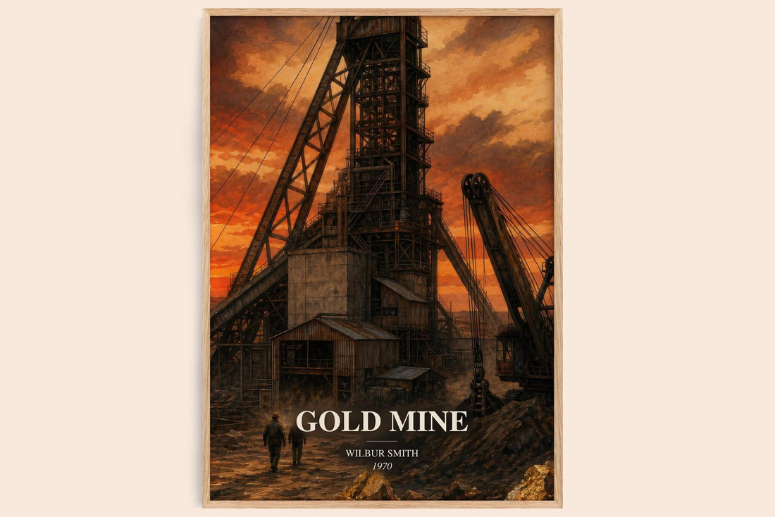 Gold Mine watercolour book poster by Wilbur Smith – framed literary art print