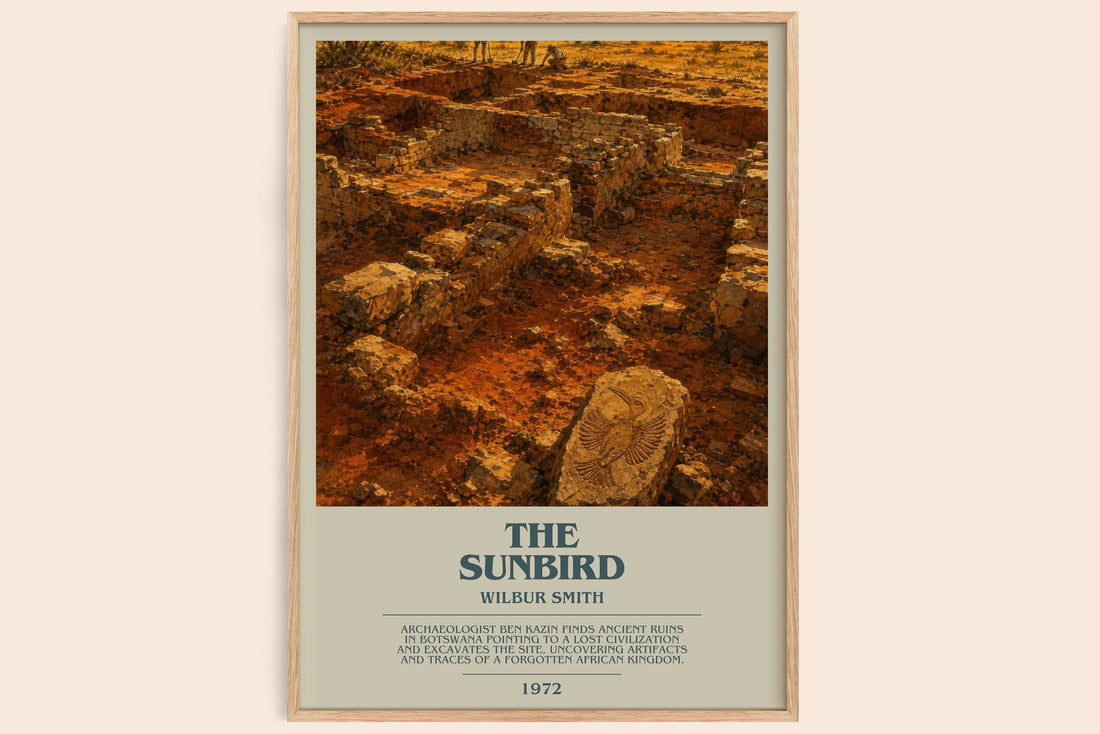 The Sunbird bookish book poster by Wilbur Smith – framed literary art print