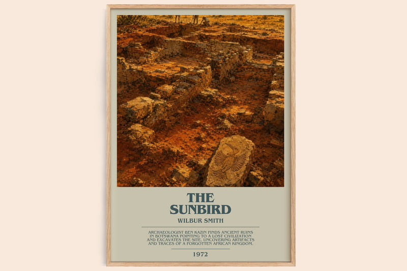 The Sunbird bookish book poster by Wilbur Smith – framed literary art print