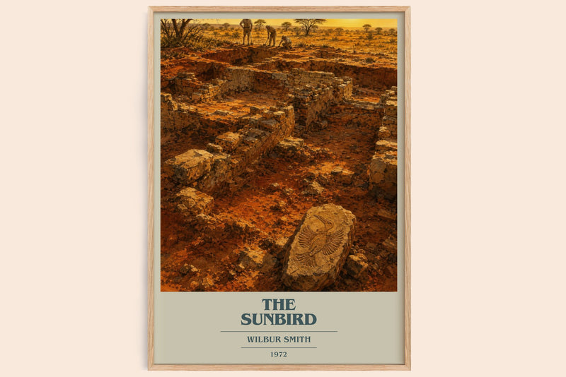 The Sunbird book cover book poster by Wilbur Smith – framed literary art print