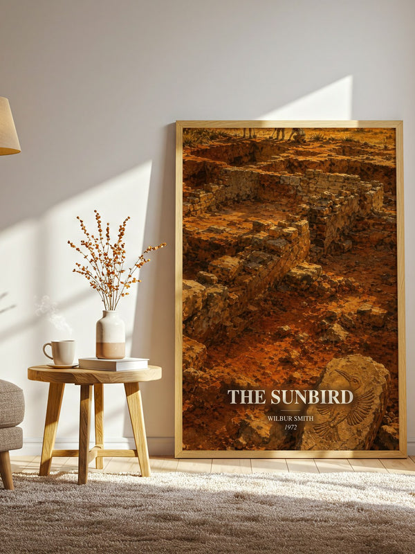 The Sunbird watercolour print in frame leaning in hallway – adventure wall art