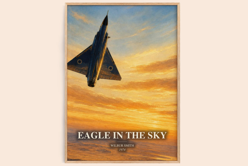 Eagle in the Sky watercolour book poster by Wilbur Smith – framed literary art print