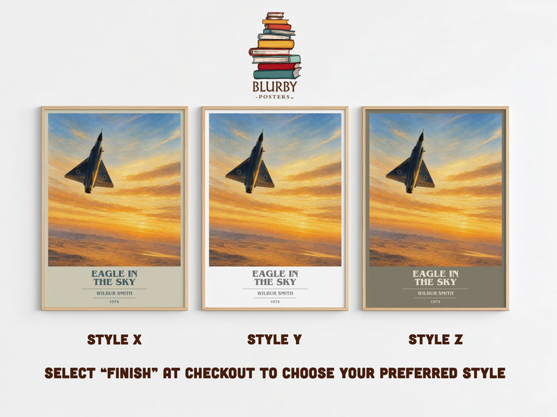 Eagle in the Sky book cover print in frame leaning in hallway – adventure wall art