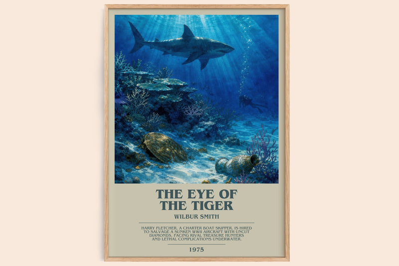 The Eye of the Tiger bookish book poster by Wilbur Smith – framed literary art print