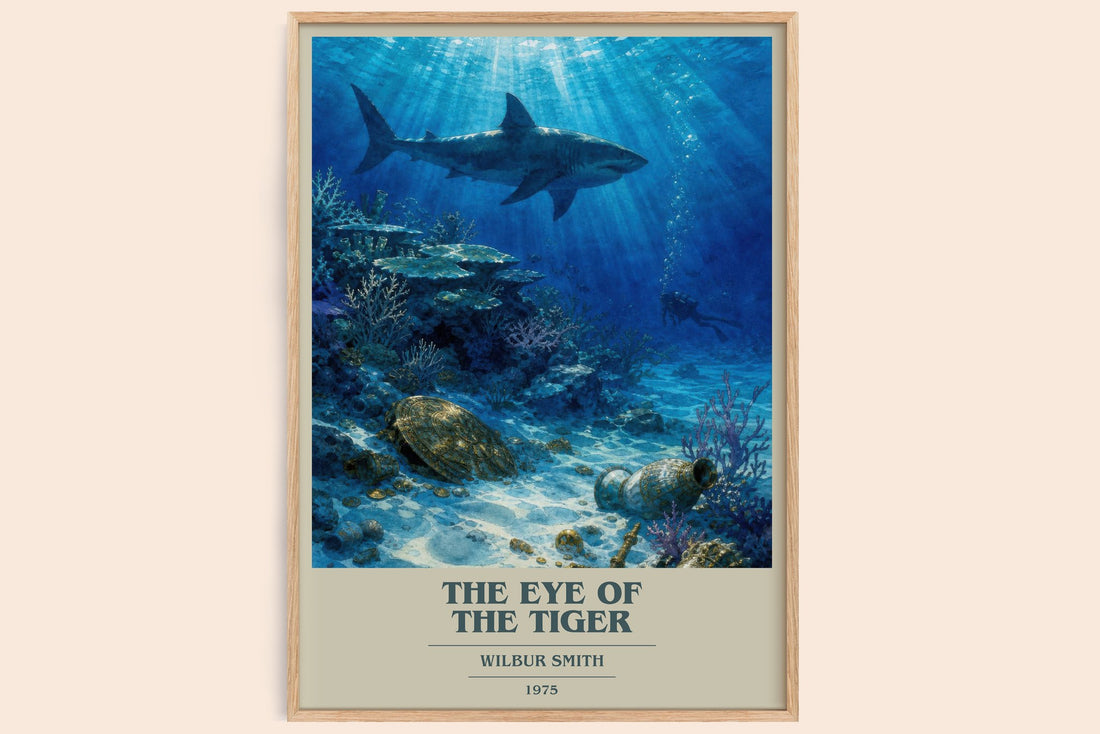 The Eye of the Tiger book cover book poster by Wilbur Smith – framed literary art print