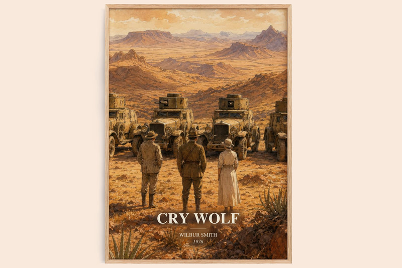 Cry Wolf watercolour book poster by Wilbur Smith – framed literary art print