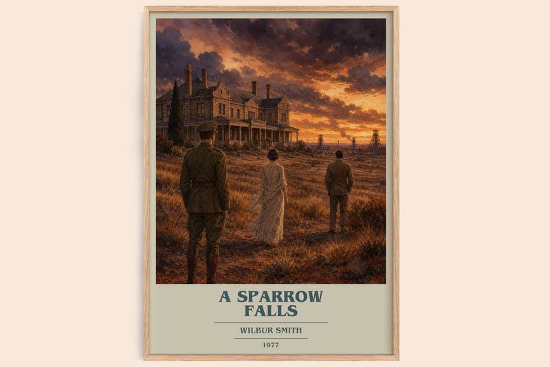 A Sparrow Falls book cover book poster by Wilbur Smith – framed literary art print