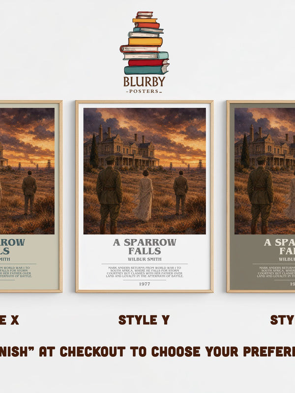 A Sparrow Falls bookish print in frame leaning in hallway – adventure wall art