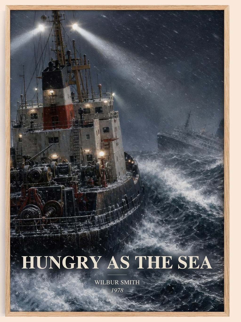 Hungry as the Sea watercolour book poster by Wilbur Smith – framed literary art print