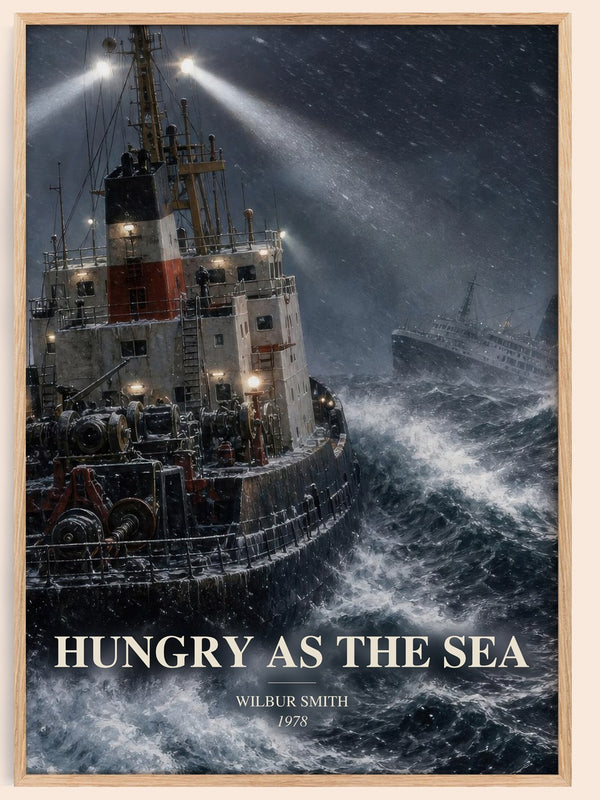 Hungry as the Sea watercolour book poster by Wilbur Smith – framed literary art print