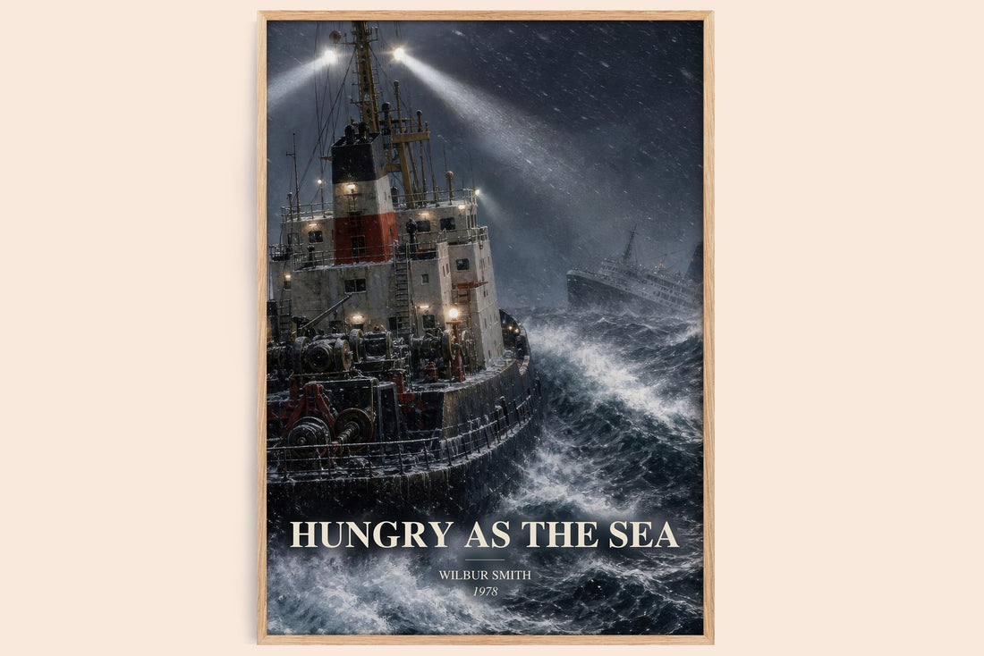 Hungry as the Sea watercolour book poster by Wilbur Smith – framed literary art print