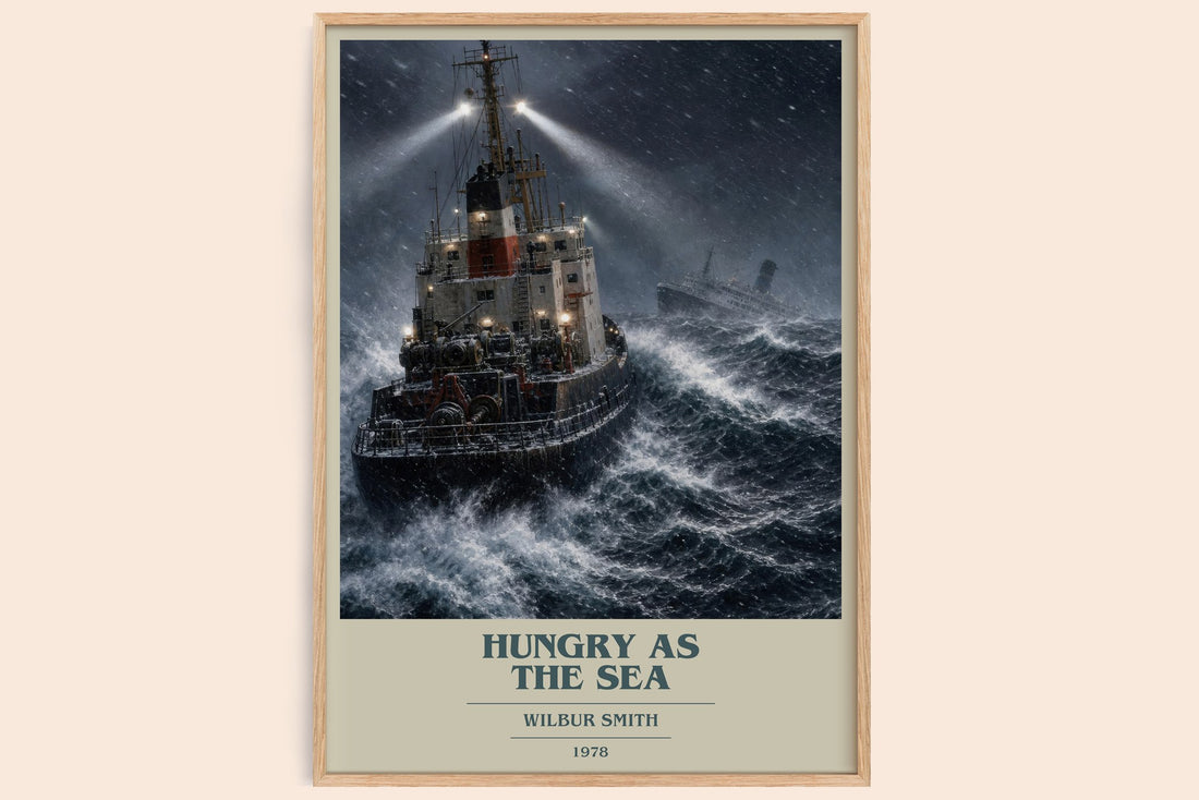Hungry as the Sea book cover book poster by Wilbur Smith – framed literary art print