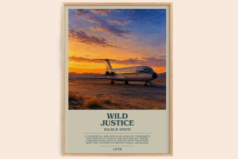 Wild Justice bookish book poster by Wilbur Smith – framed literary art print