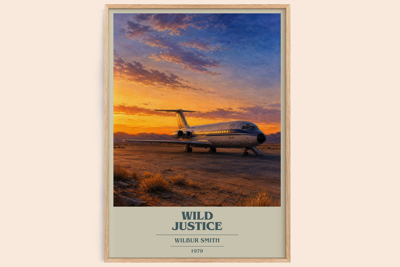 Wild Justice book cover book poster by Wilbur Smith – framed literary art print