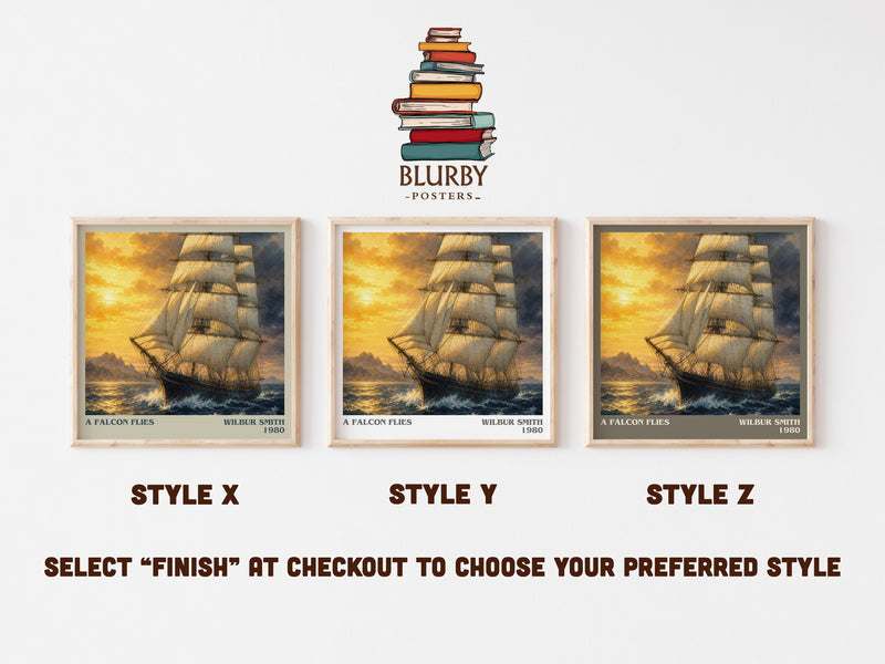 A Falcon Flies literary print in frame leaning in hallway – adventure wall art