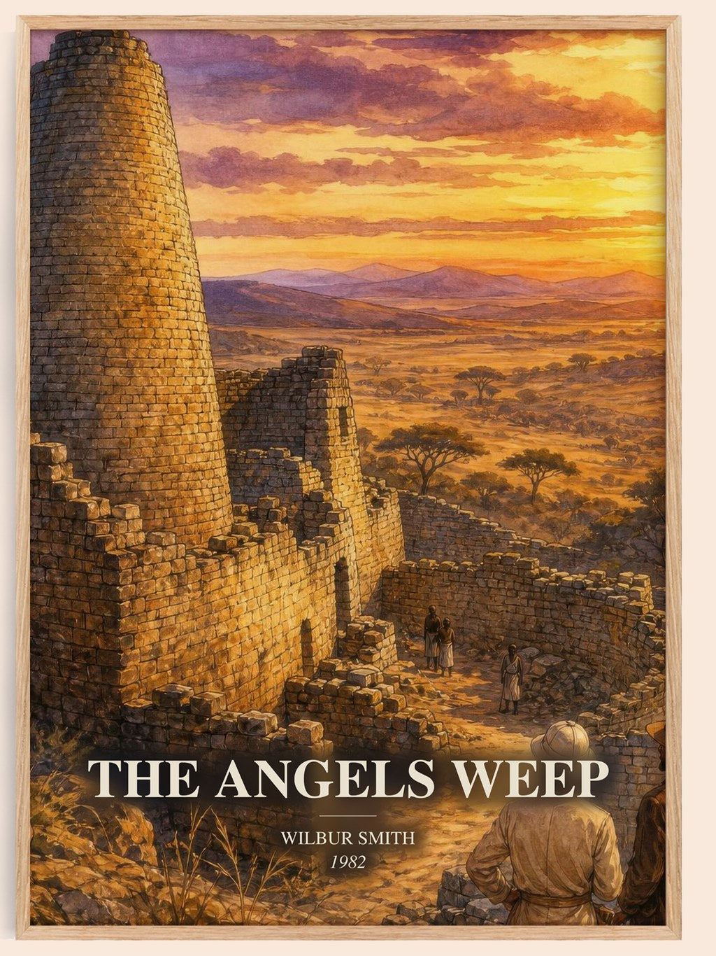 The Angels Weep watercolour book poster by Wilbur Smith – framed literary art print