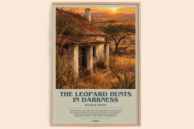The Leopard Hunts in Darkness bookish book poster by Wilbur Smith – framed literary art print