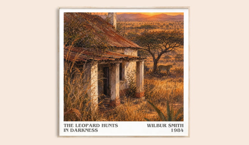 The Leopard Hunts in Darkness literary book poster by Wilbur Smith – framed literary art print