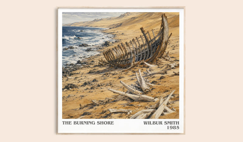 The Burning Shore literary book poster by Wilbur Smith – framed literary art print