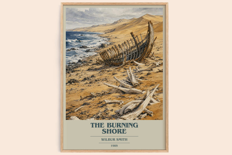 The Burning Shore book cover book poster by Wilbur Smith – framed literary art print