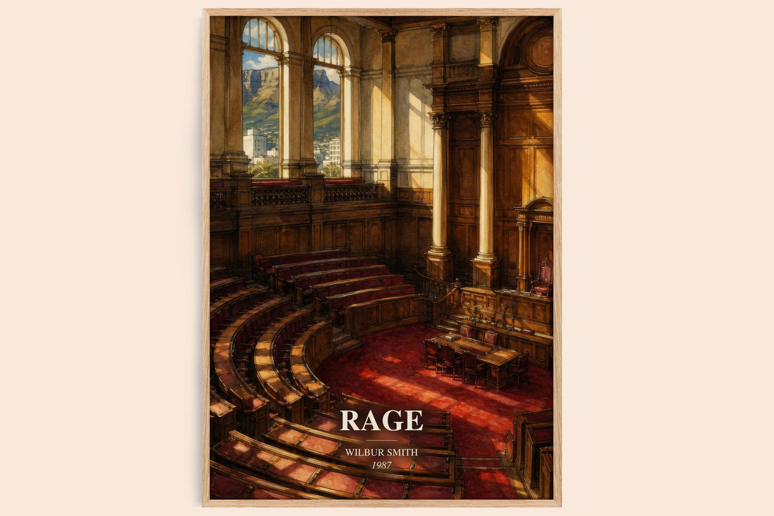 Rage watercolour book poster by Wilbur Smith – framed literary art print