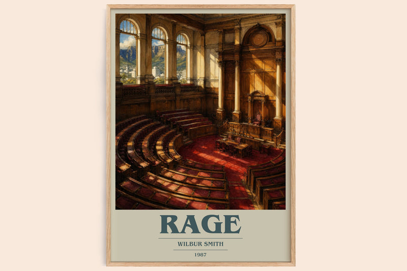Rage book cover book poster by Wilbur Smith – framed literary art print