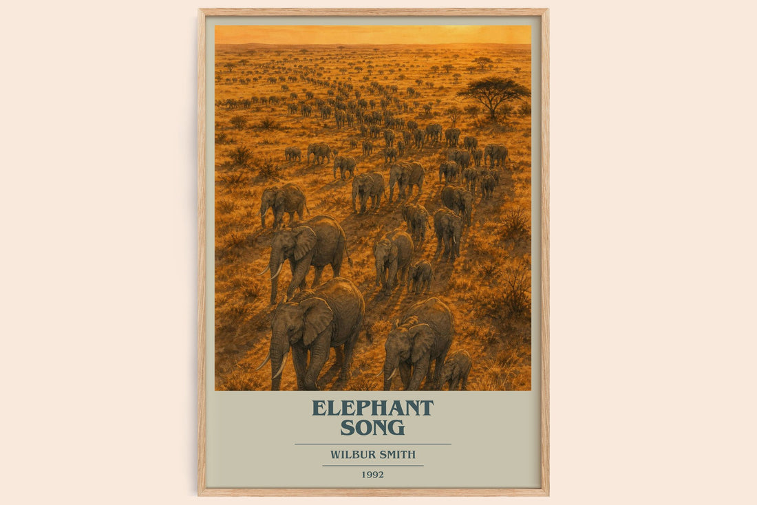 Elephant Song book cover book poster by Wilbur Smith – framed literary art print