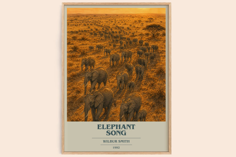 Elephant Song book cover book poster by Wilbur Smith – framed literary art print