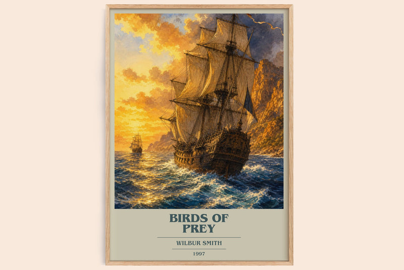 Birds of Prey book cover book poster by Wilbur Smith – framed literary art print
