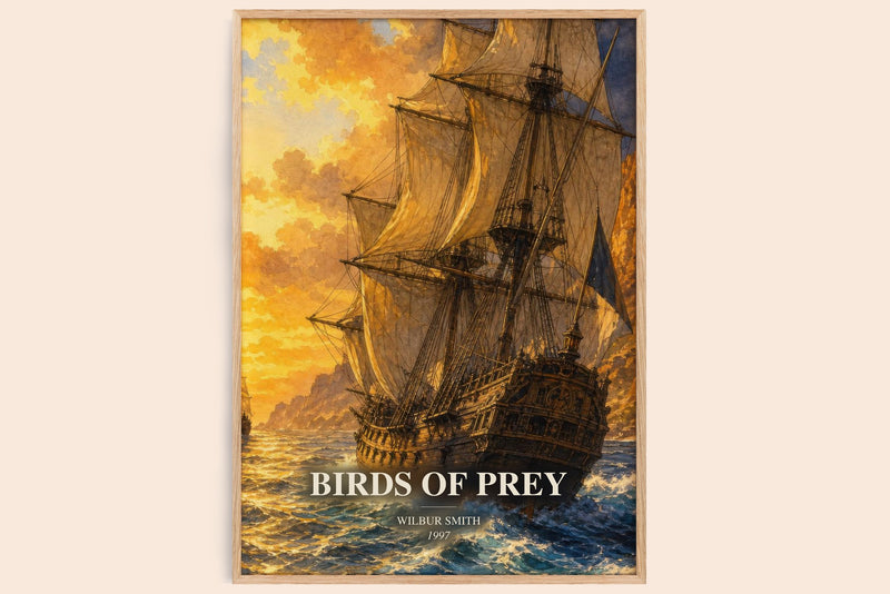 Birds of Prey watercolour book poster by Wilbur Smith – framed literary art print