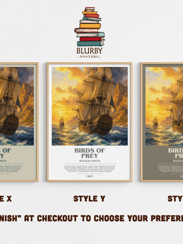 Birds of Prey bookish print in frame leaning in hallway – adventure wall art