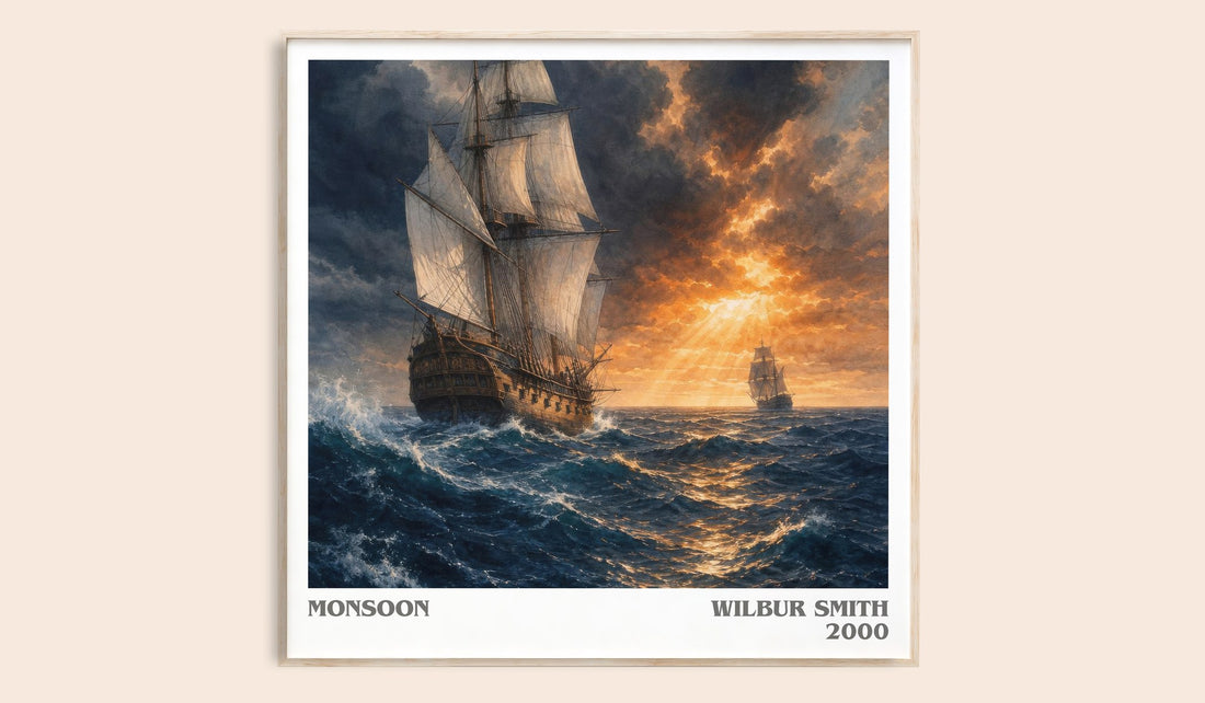 Monsoon literary book poster by Wilbur Smith – framed literary art print