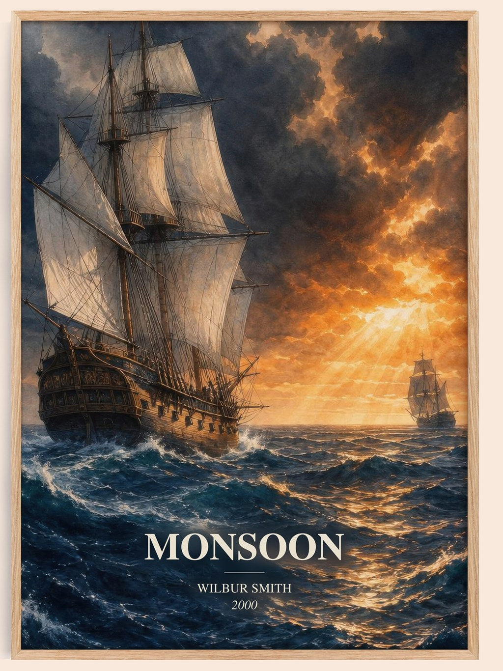 Monsoon watercolour book poster by Wilbur Smith – framed literary art print