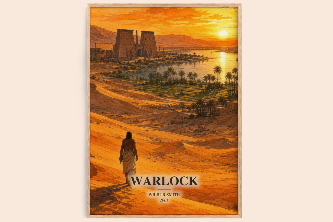 Warlock watercolour book poster by Wilbur Smith – framed literary art print
