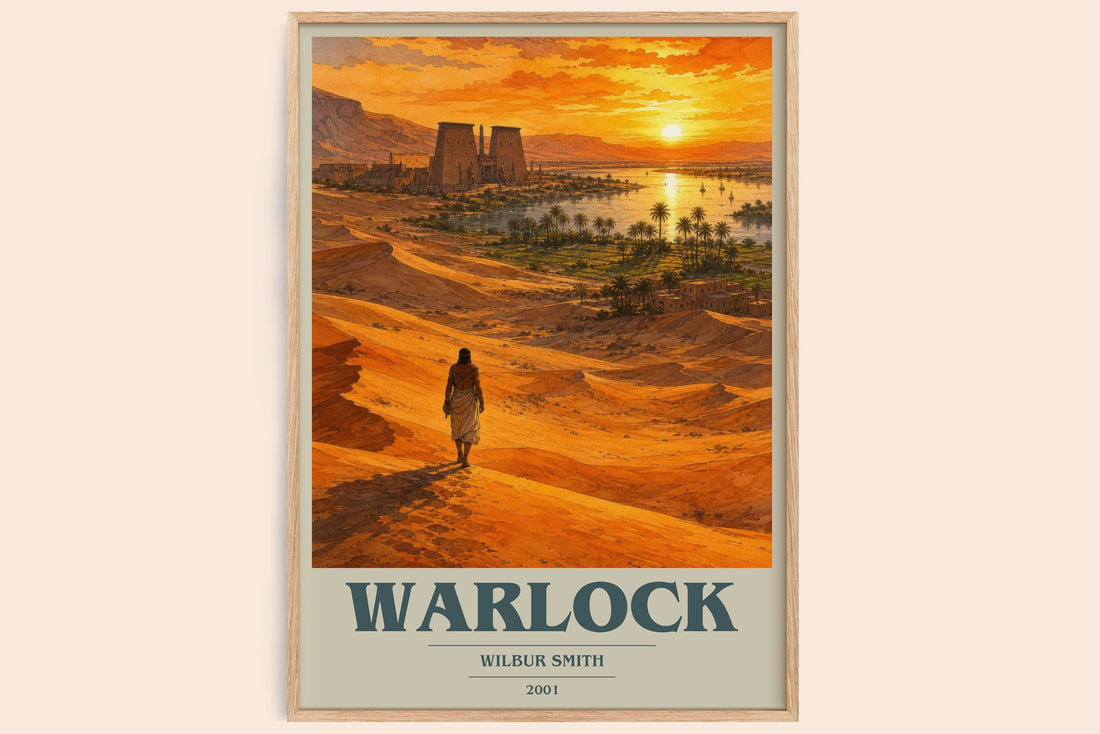 Warlock book cover book poster by Wilbur Smith – framed literary art print