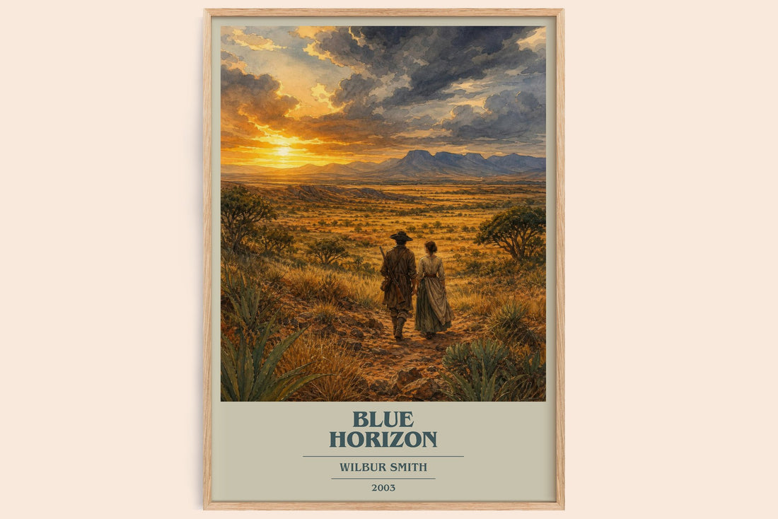 Blue Horizon book cover book poster by Wilbur Smith – framed literary art print