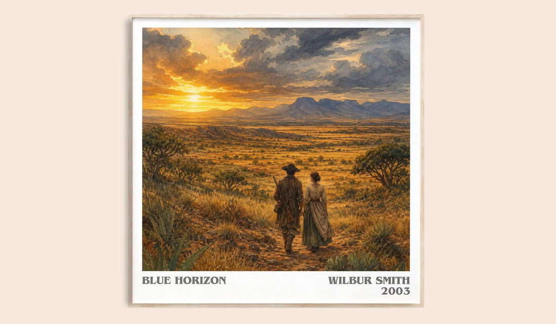 Blue Horizon literary book poster by Wilbur Smith – framed literary art print