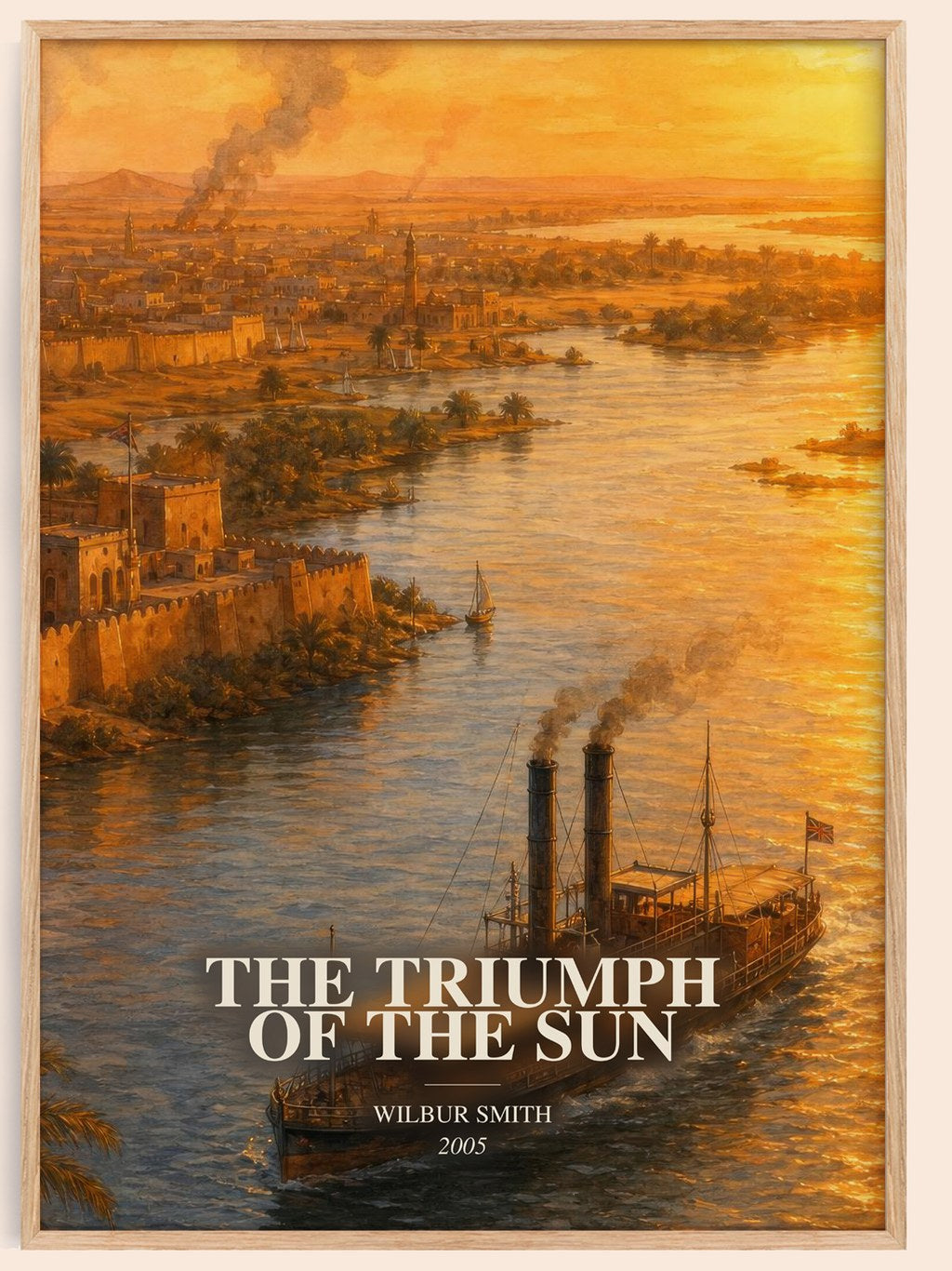 The Triumph of the Sun watercolour book poster by Wilbur Smith – framed literary art print