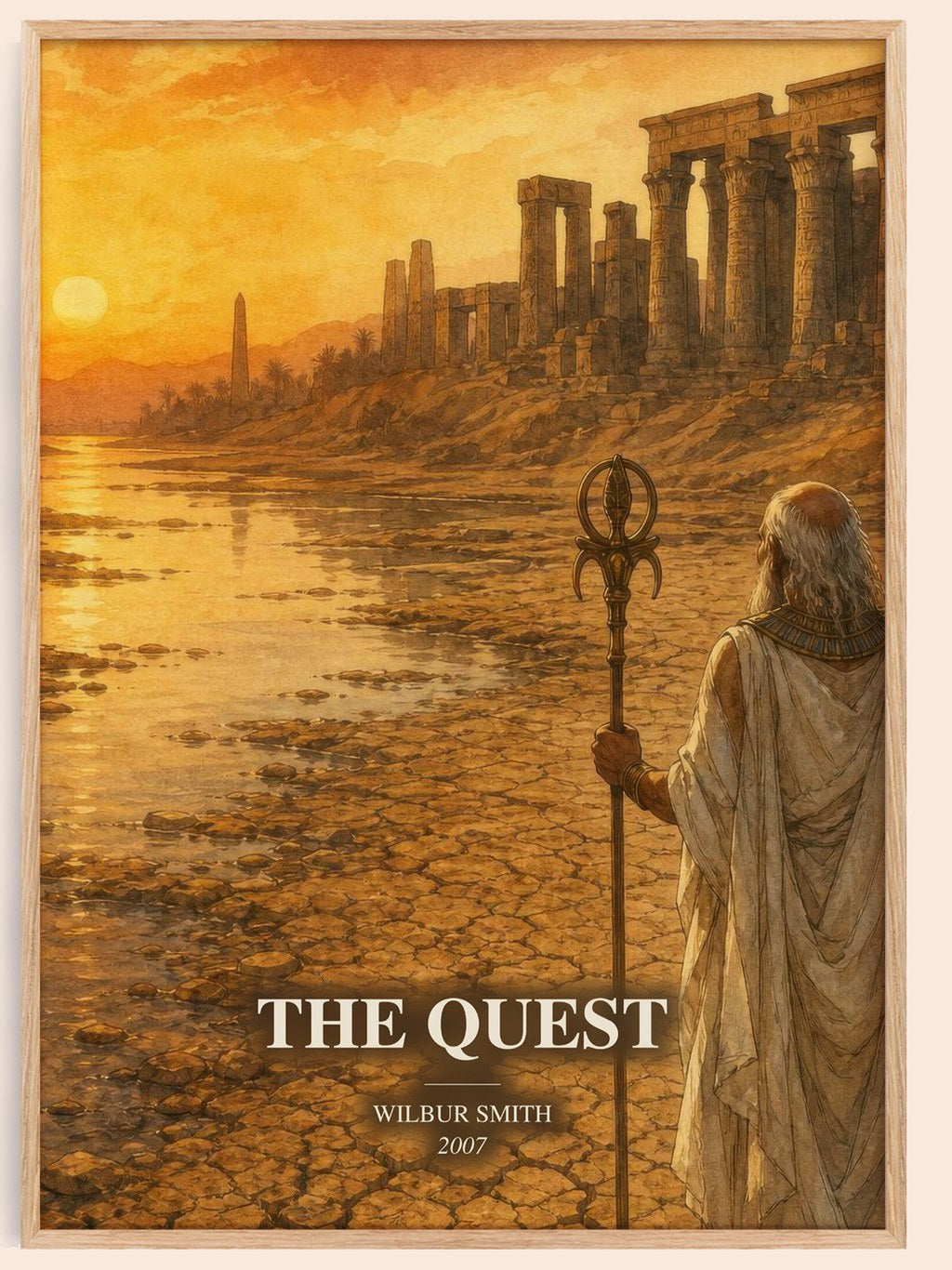 The Quest watercolour book poster by Wilbur Smith – framed literary art print